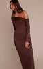 Chocolate Faux Suede Asymmetric Maxi Dress