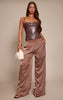 Dark Chocolate Croc Faux Leather Structured Corset Top