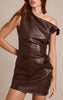 Chocolate Asymmetric Off The Shoulder Mini Dress