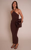 Dark Chocolate Halter Neck Trim Detail Maxi Dress
