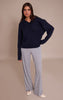 Navy Brushed Laguna Knit V Neck Sweater