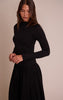 Black Double Layer Jersey Dropped Waist Long Sleeve Maxi Dress