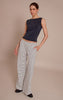 Monochrome Stripe Heavy Cotton Drawstring Wide Leg Pants