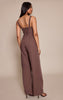 Chocolate Tailored Panel Detail Wide Leg Jumpsuit