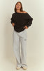 Charcoal Acid Wash Oversized Off Shoulder Sweatshirt
