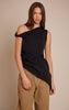 Black Tencel Asymmetric Drape Long Top