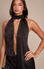 Black Satin Drape Wide Leg Jumpsuit