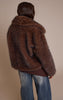 Chocolate Faux Fur Short Shawl Collar Coat