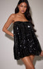 Black Sequin Puffball Dress