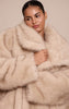 Plus Beige Faux Fur Short Shawl Collar Coat