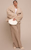 Plus Beige Faux Fur Short Shawl Collar Coat