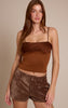 Dark Chocolate Contrast Bust Panel Strappy Cami Top