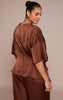 Plus Chocolate Satin Twist Detail Woven Top