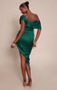 Emerald Bardot Asymmetric Hem Dress