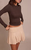 Oatmeal Soft Knit Pleated Mini Skirt
