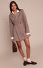 Taupe Wool Look Cinched Waist Blazer Dress