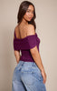 Plum Double Layer Slinky Abstract Sleeve Detail Top