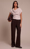 Light Mushroom Wool Look Slouchy Tie Back Top
