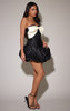 Black Bandeau Satin Bow Detail Puffball Mini Dress