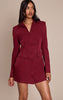 Burgundy Tailored Button Up Pocket Detail Mini Dress