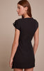 Black Button Detail Cap Sleeve Shift Dress
