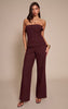 Plum Faux Suede Bandeau Foldover Jumpsuit