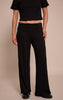 Black Thick Rib Fold Over Pocket Detail Wide Leg Pant