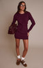 Dark Wine Compact Knit Collarless Cardigan