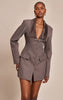 Grey Woven Pleated Detail Blazer Dress
