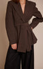Chocolate Gathered Wrap Waist Belted Blazer
