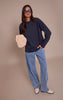Navy Cotton Basic Oversized Long Sleeve T-shirt
