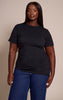 Plus Black Cotton Ruched Side Asymmetric Hem T-shirt