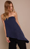 Navy Woven Bandeau Asymmetric Hem Floaty Long Top