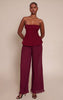 Plum Woven Bandeau Plisse Leg Jumpsuit