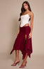 Plum Soft Touch Ruched Asymmetric Midi Skirt