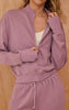 Mauve Acid Wash Funnel Neck Zip Sweatshirt