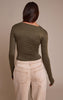 Olive Soft Touch Ruched Front Detail Long Sleeve Top