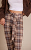 Brown Check Print Double Layer Wrap Waist Capri Leggings
