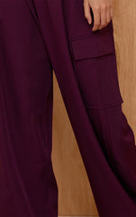 Plum Woven Wide Leg Cargos