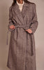 Brown Herringbone Tie Waist Maxi Coat