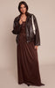 Chocolate Faux Suede Bandeau Dropped Waist Maxi Dress