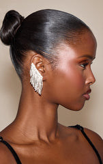 Silver Diamante Drape Earcuff Earrings