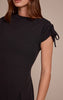 Black Button Detail Cap Sleeve Shift Dress