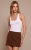 Chocolate Faux Suede Croc Textured Mini Skirt