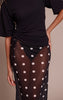Black Mesh Polka Dot Midi Skirt