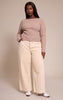 Plus Oatmeal Soft Touch Rib Boat Neck Long Sleeve Top