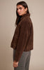 Chocolate Pocket Trim Faux Suede Jacket
