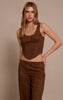 Chocolate Suede Contrast Stitch Corset Top