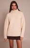 Stone Roll Neck Balloon Sleeve Oversized Sweater