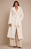 Cream Faux Fur Tie Waist Maxi Coat